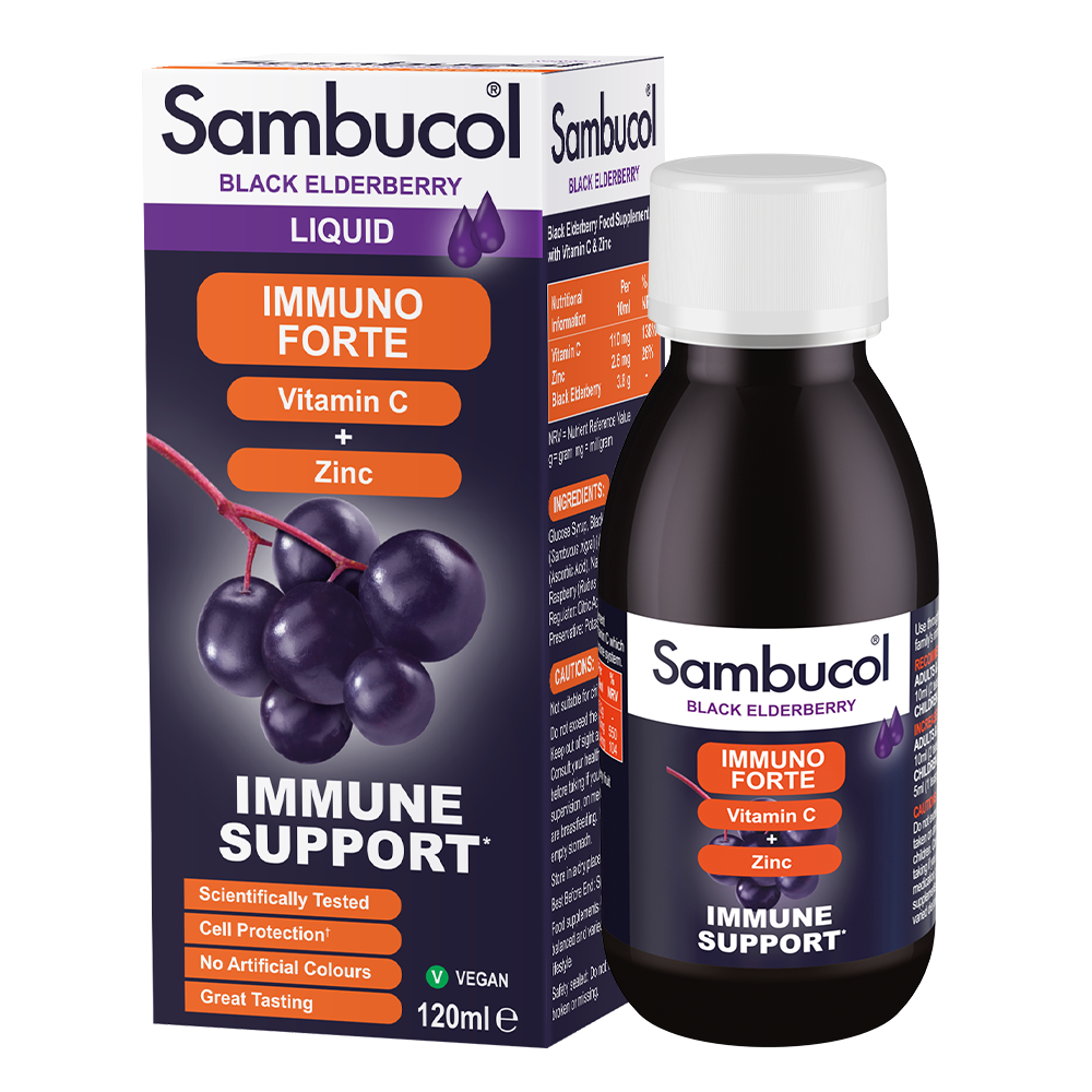 Jarabe de saúco negro Sambucol, Immuno Forte • 120 ml