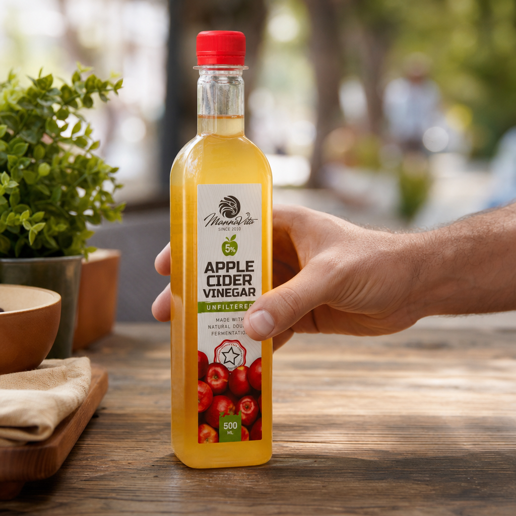 Mannavita • Vinagre de Manzana sin filtrar, con doble fermentación • 500 ml