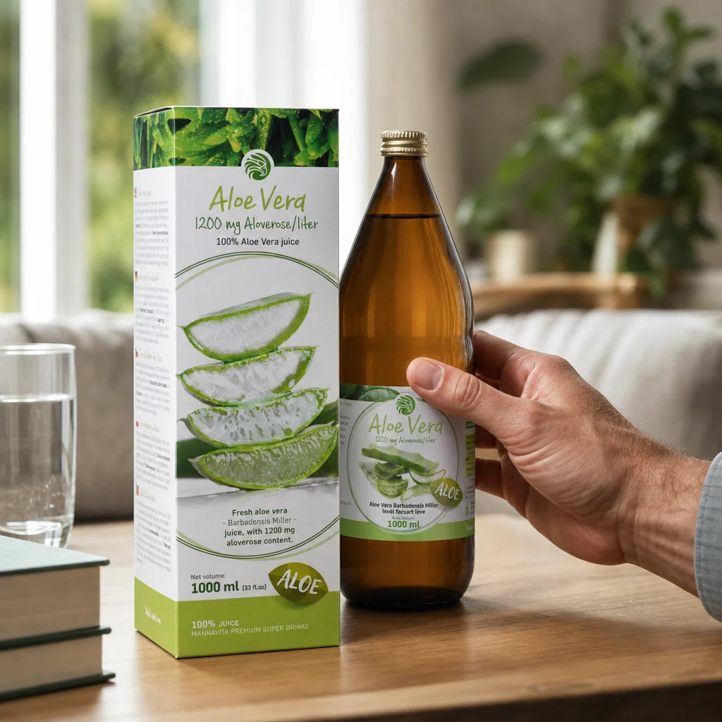 Mannavita Aloe vera 100% jugo puro prensado • 1000 ml