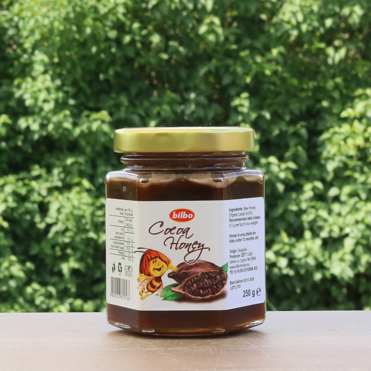 Miel de cacao crudo Bilbo • 250 g