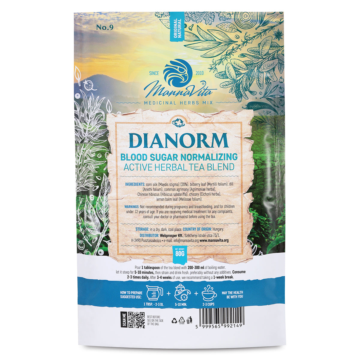 Mezcla de té de hierbas activo DIANORM para normalizar el azúcar en sangre • 80g