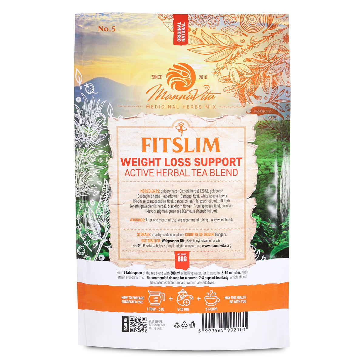FITSLIM Mezcla activa de té de hierbas para apoyo a la pérdida de peso • 80g