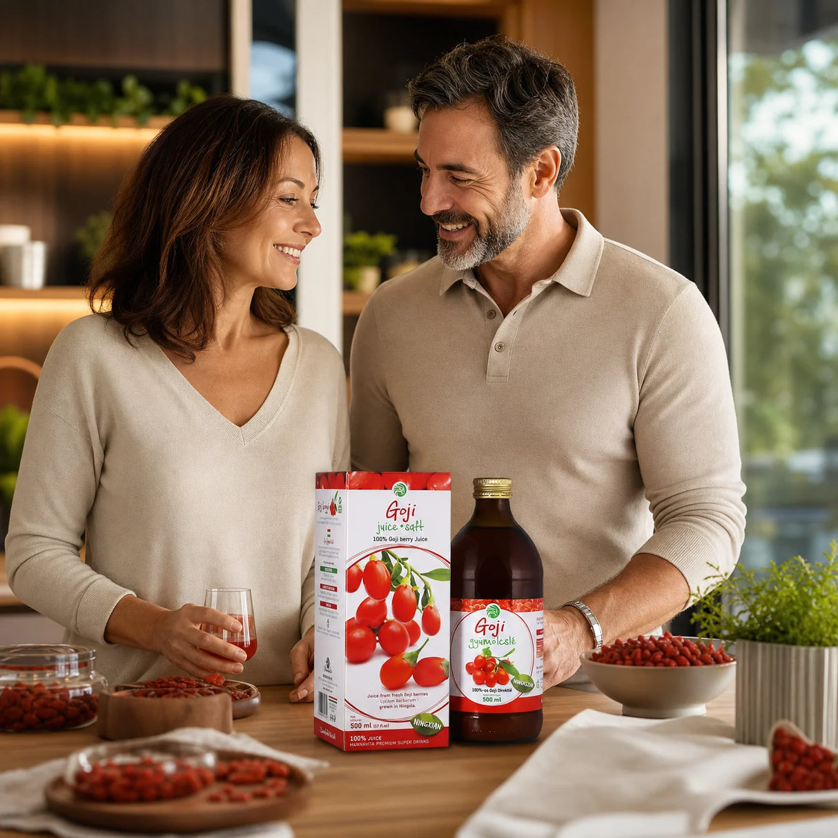 Mannavita • Jugo puro 100% prensado de bayas de Goji • 500 ml