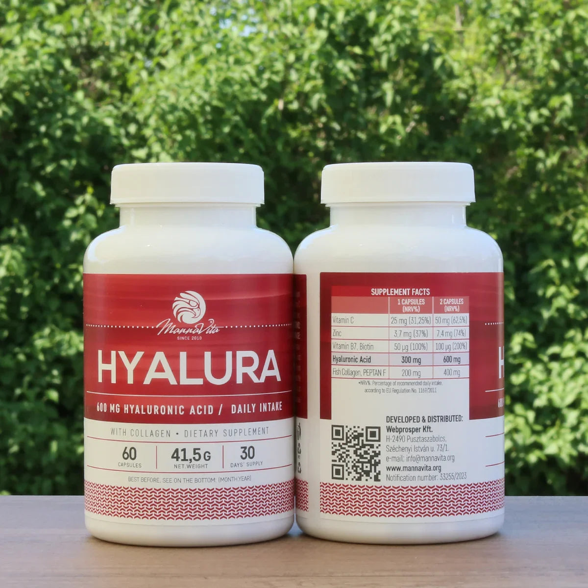Hyalura 600 mg hyaluronic acid + collagen capsules • 60 pcs. - Mannavita