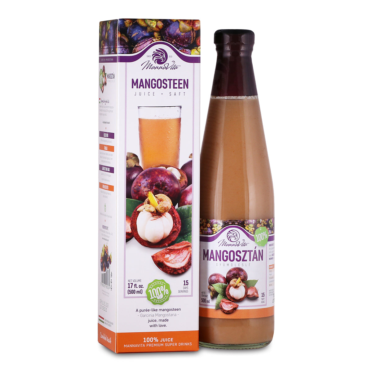 Mannavita Mangostán purée, 100% prensado puro • 500 ml