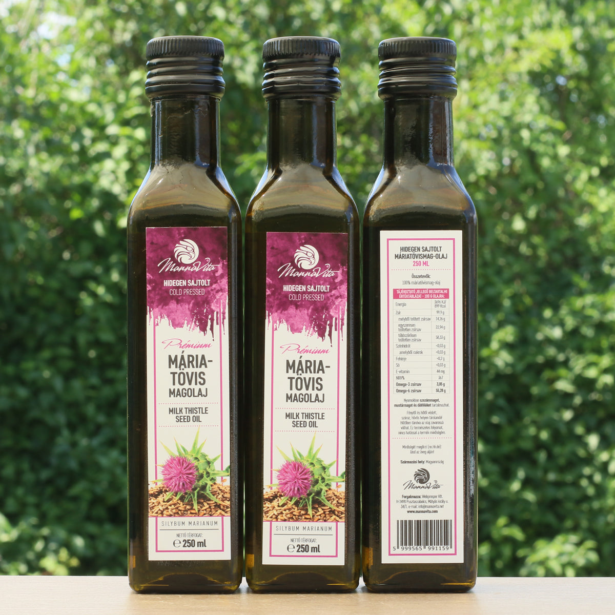 Aceite de semilla de cardo mariano húngaro prensado en frío Mannavita • 250 ml