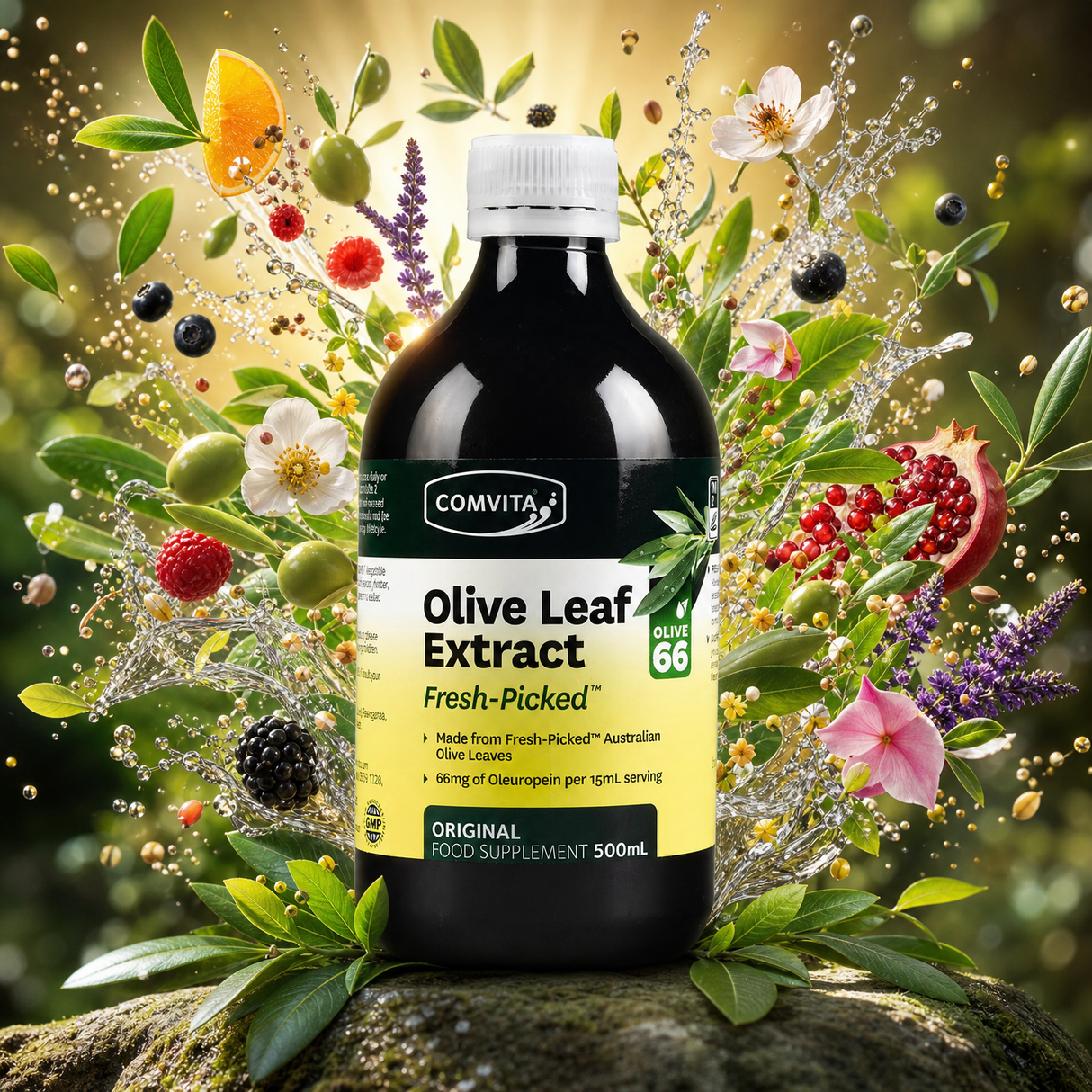 Extracto líquido de hoja de olivo Comvita • 500 ml