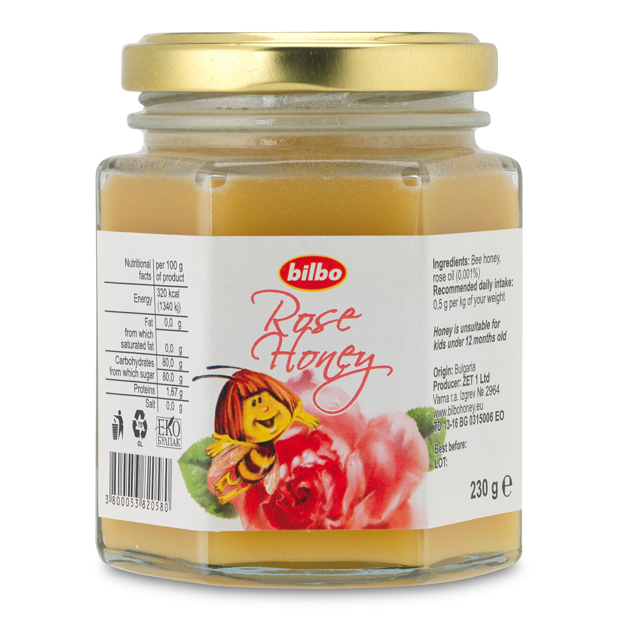 Miel de rosa cruda Bilbo • 230 g