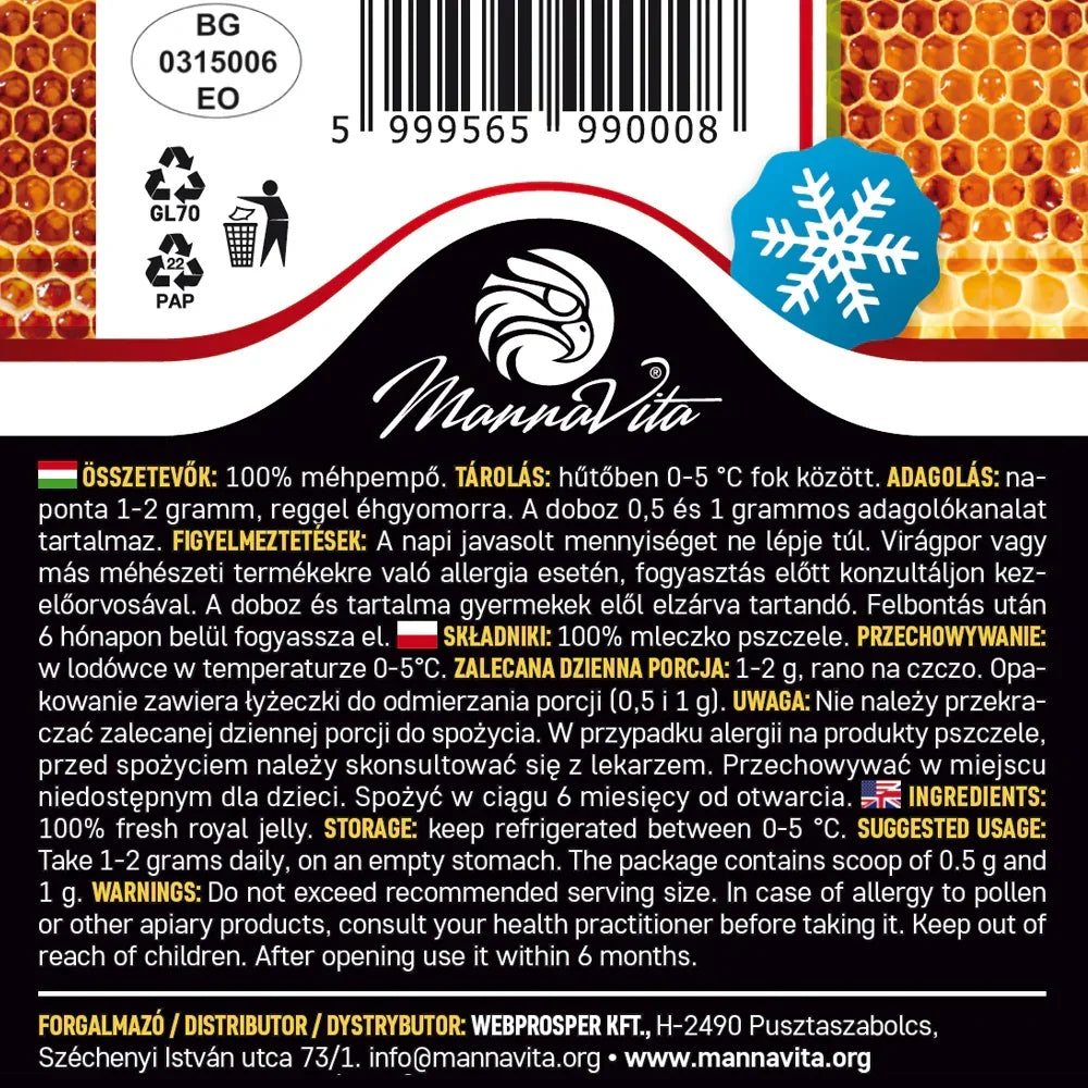 Mannavita Premium Royal jelly • 2.5% 10-HDA • 100g - Mannavita