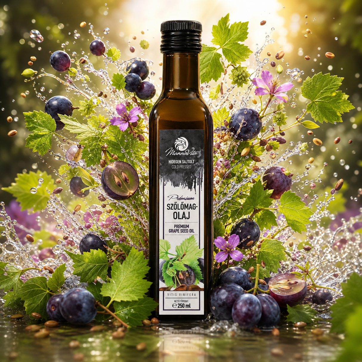 Aceite de semilla de uva prensado en frío húngaro Mannavita • 250 ml