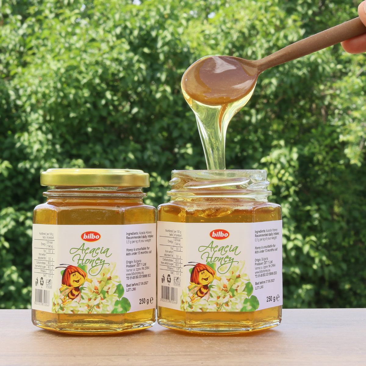 Miel de acacia cruda Bilbo • 250 g