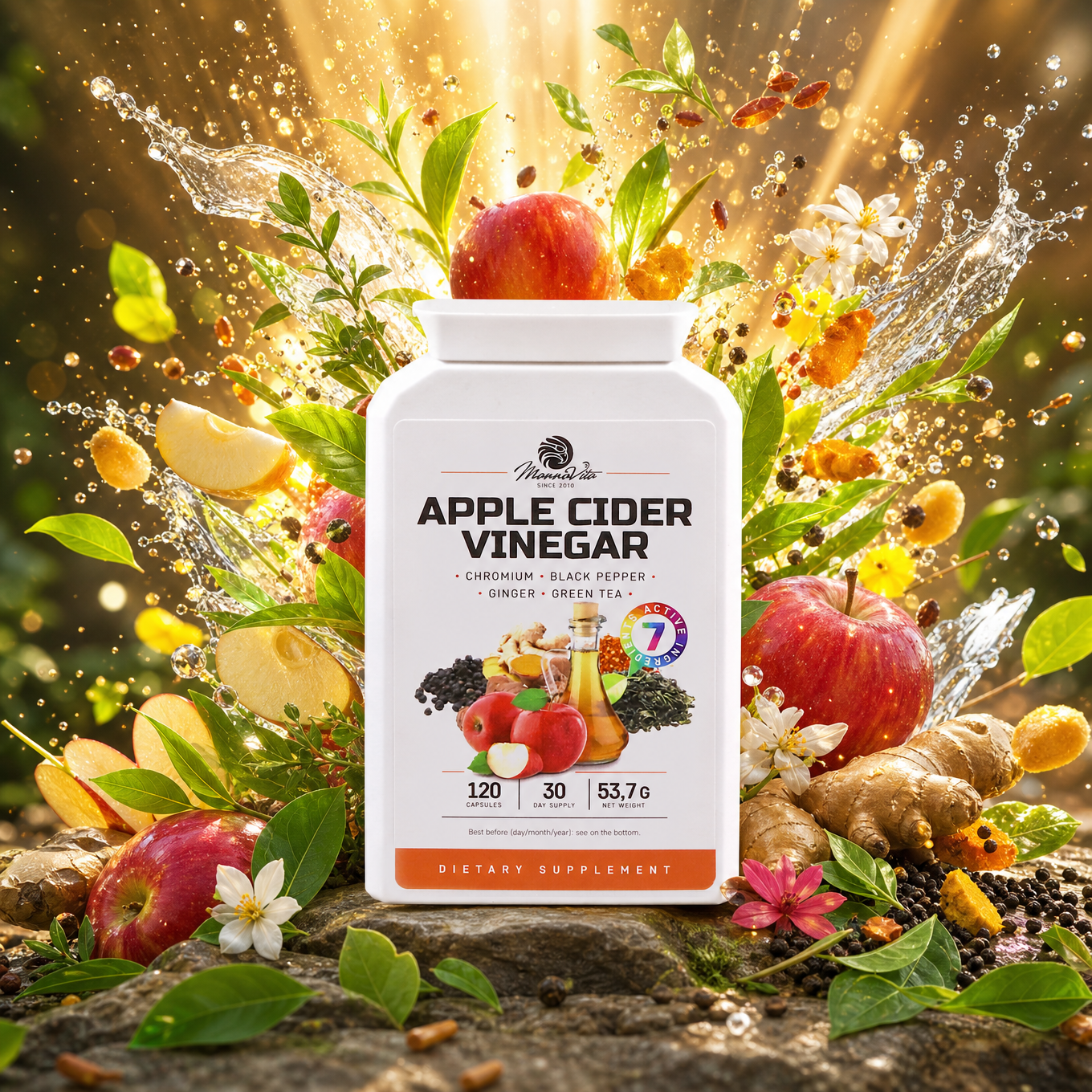 Mannavita • Complejo de vinagre de Manzana con cromo • 120 cápsulas