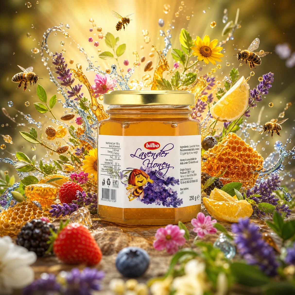 Miel de lavanda cruda Bilbo • 250 g