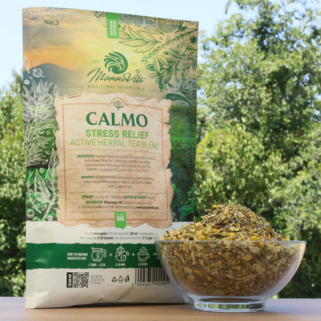 CALMO Mezcla activa de té de hierbas para aliviar el estrés • 80g