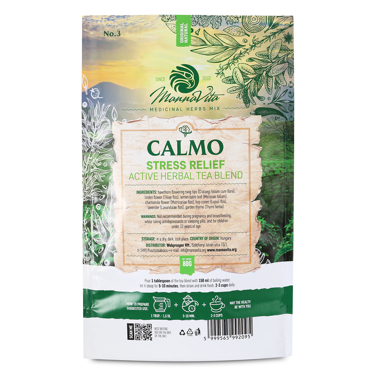 CALMO Mezcla activa de té de hierbas para aliviar el estrés • 80g