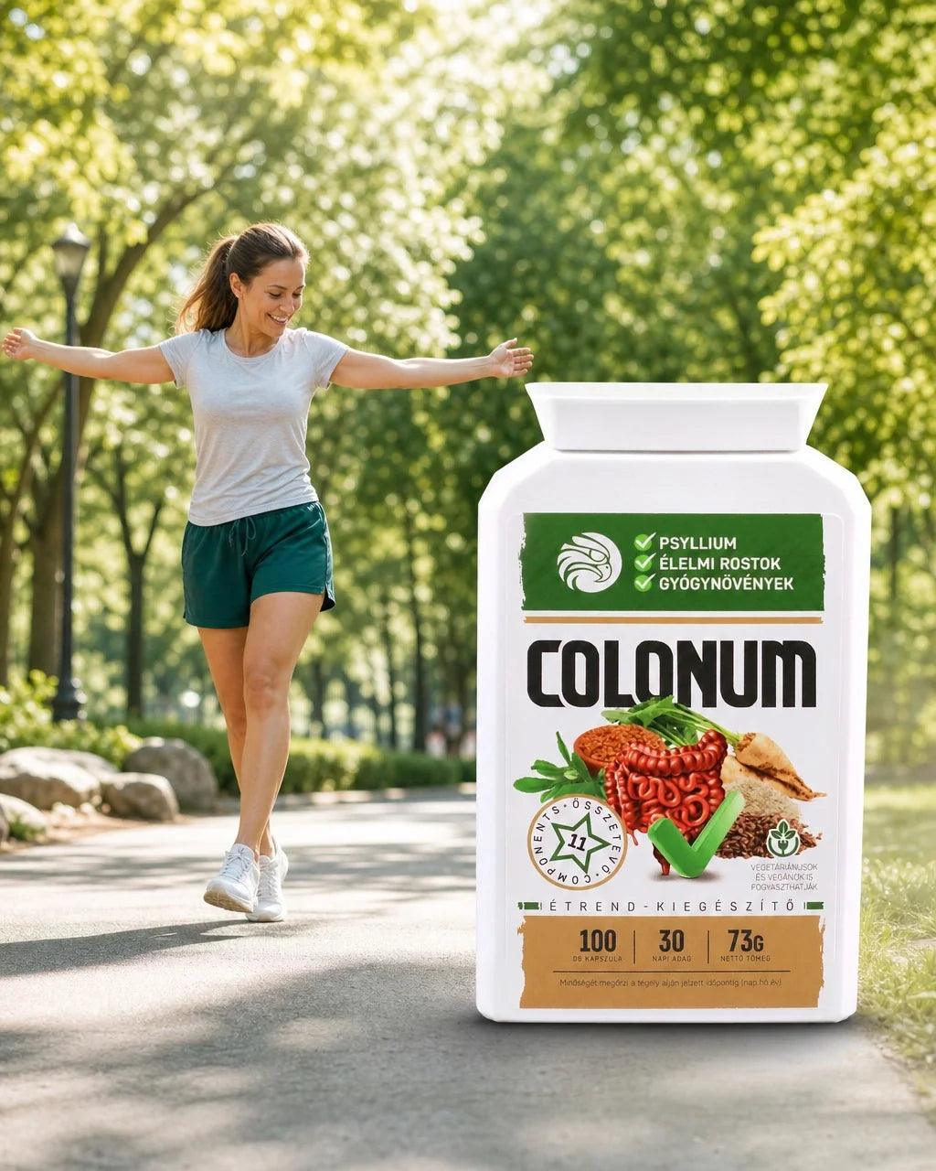 COLONUM • Cápsulas de limpieza de colon y restauración intestinal • 100 cápsulas