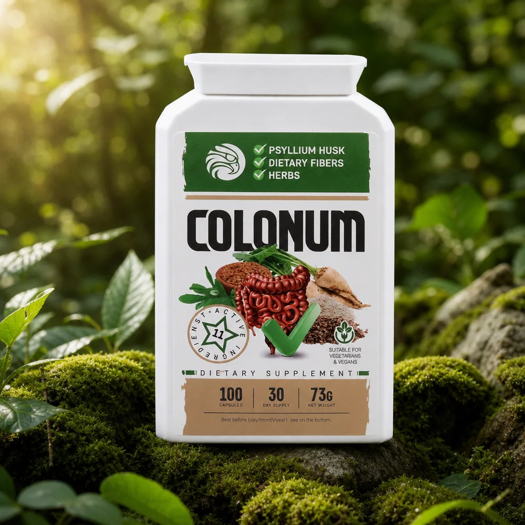 COLONUM • Cápsulas de limpieza de colon y restauración intestinal • 100 cápsulas