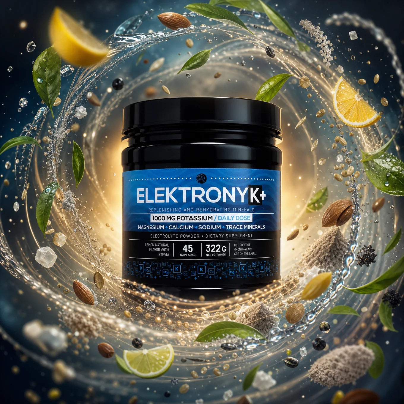 ElektronyK+ • Polvo de electrolito, con 1000 mg de potasio • 322g