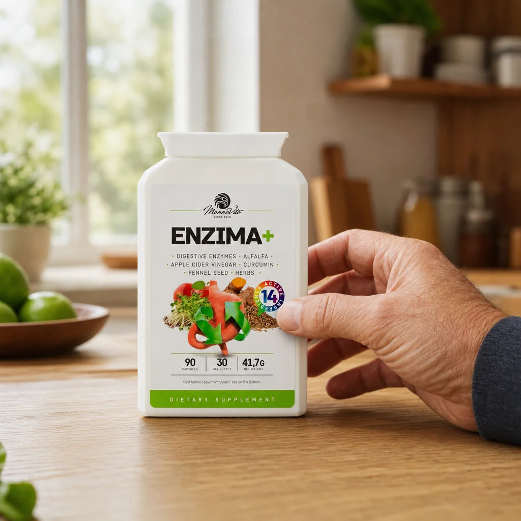 ENZIMA+  • Complejo de enzimas digestivas con Betain HCL • 90 cápsulas
