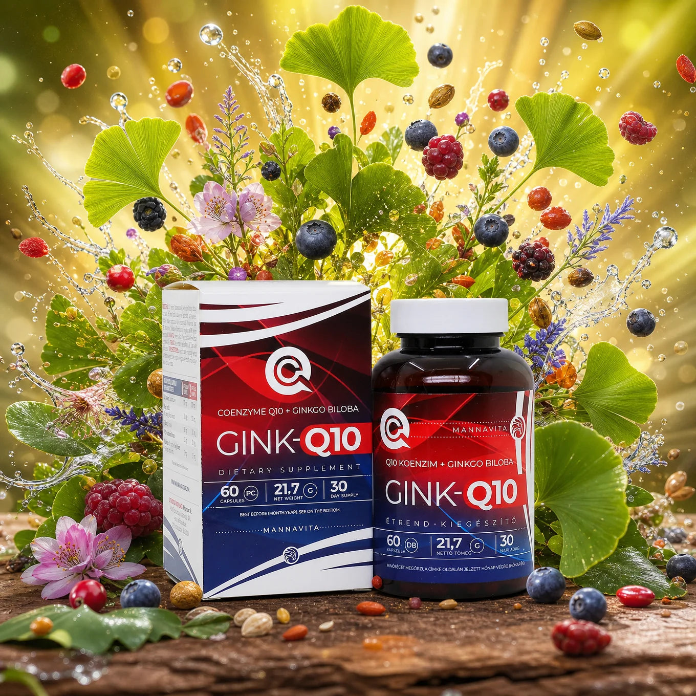 GINK-Q10 • Complejo de Coenzima Q10 + Ginkgo Biloba • 60 cápsulas