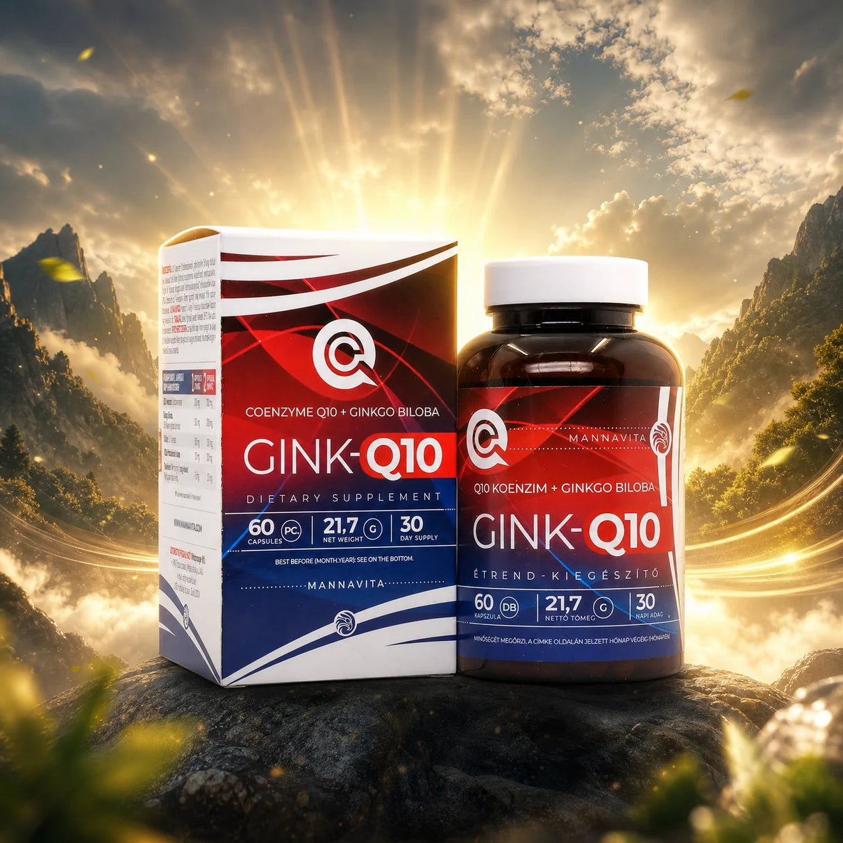 GINK-Q10 • Complejo de Coenzima Q10 + Ginkgo Biloba • 60 cápsulas