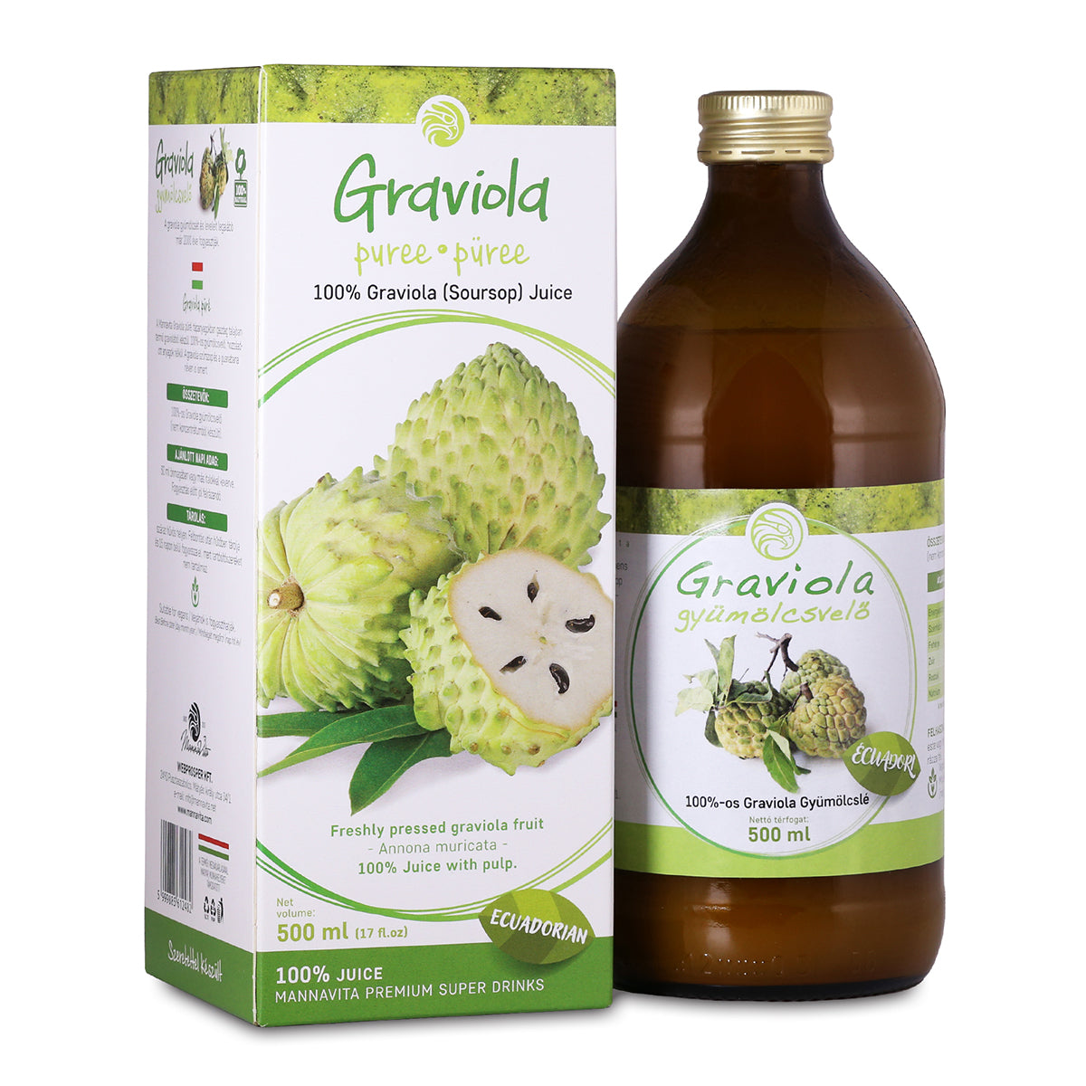 Mannavita • Purée puro 100% prensado de Graviola • 500 ml