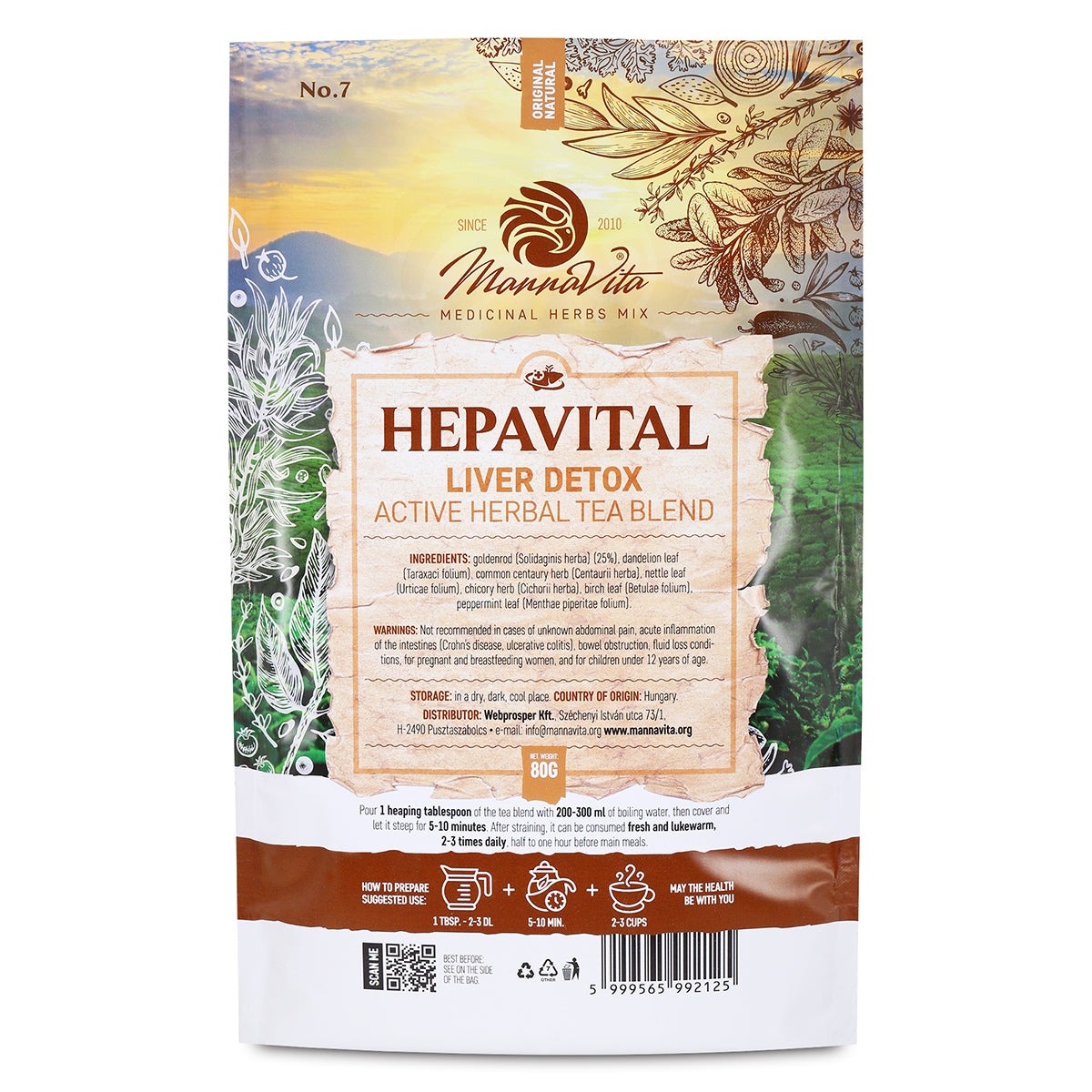 HEPAVITAL mezcla activa de té de hierbas para desintoxicación del hígado • 80g