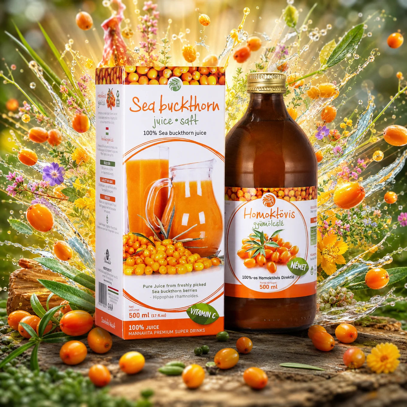 Mannavita Jugo puro, de Espino amarillo 100% prensado • 500 ml
