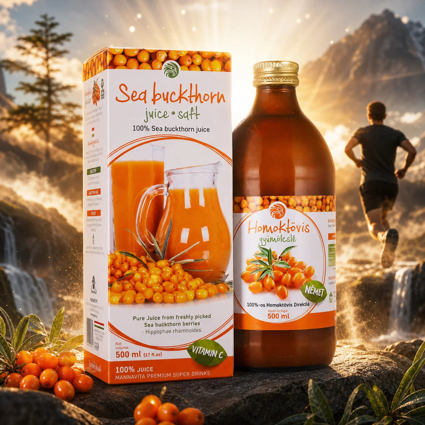 Mannavita Jugo puro, de Espino amarillo 100% prensado • 500 ml