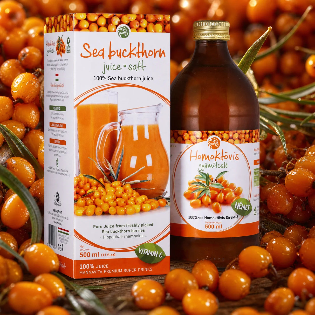 Mannavita Jugo puro, de Espino amarillo 100% prensado • 500 ml