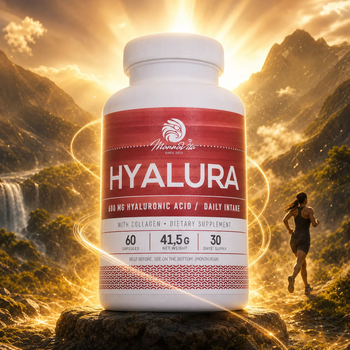 Hyalura • Cápsulas de 600 mg de ácido Hialurónico + Colágeno • 60 uds.