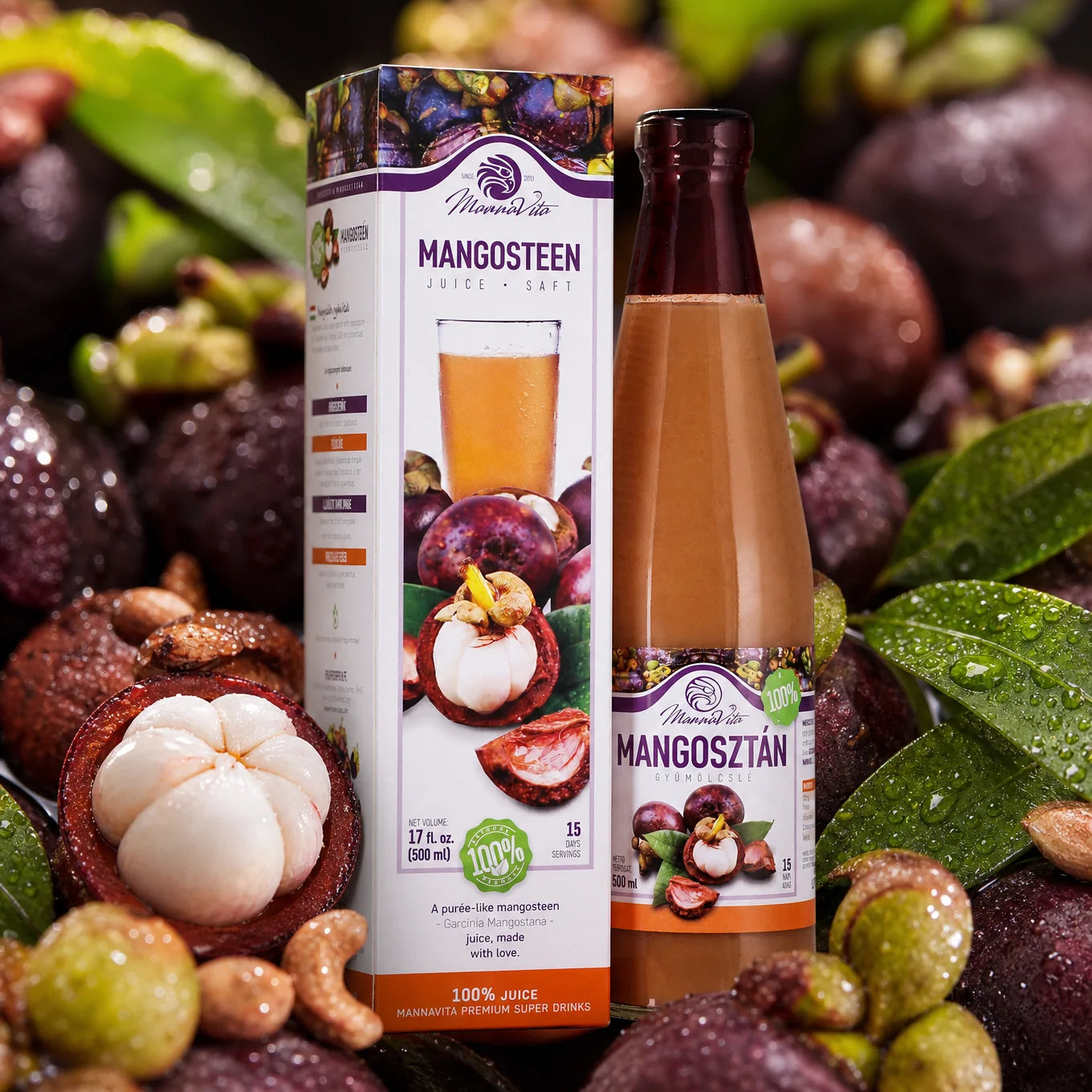 Mannavita Mangostán purée, 100% prensado puro • 500 ml