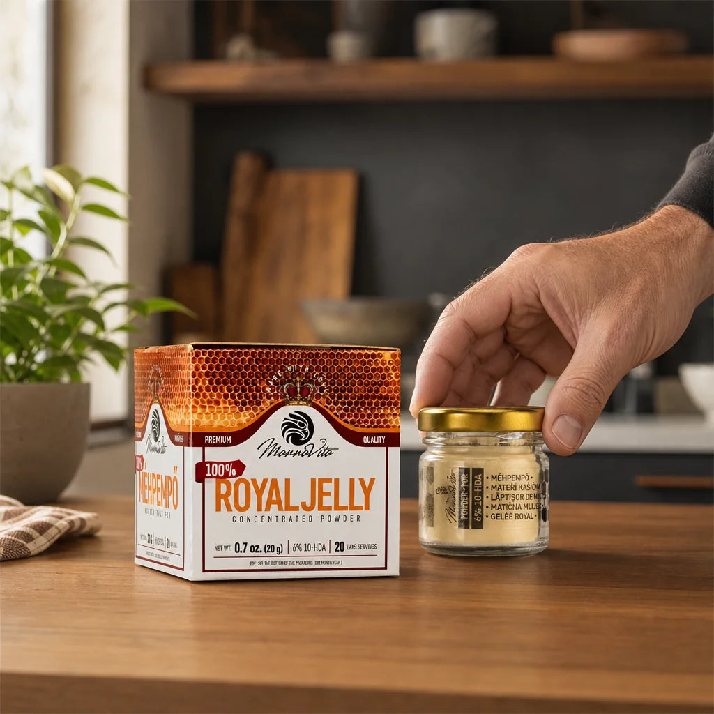 Polvo de Jalea Real Concentrada, con 6% de contenido de 10-HDA • 20g