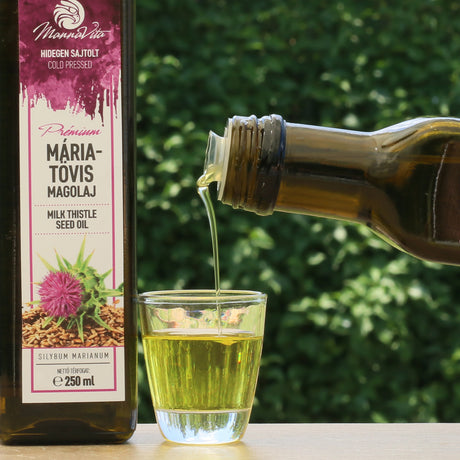Aceite de semilla de cardo mariano húngaro prensado en frío Mannavita • 250 ml