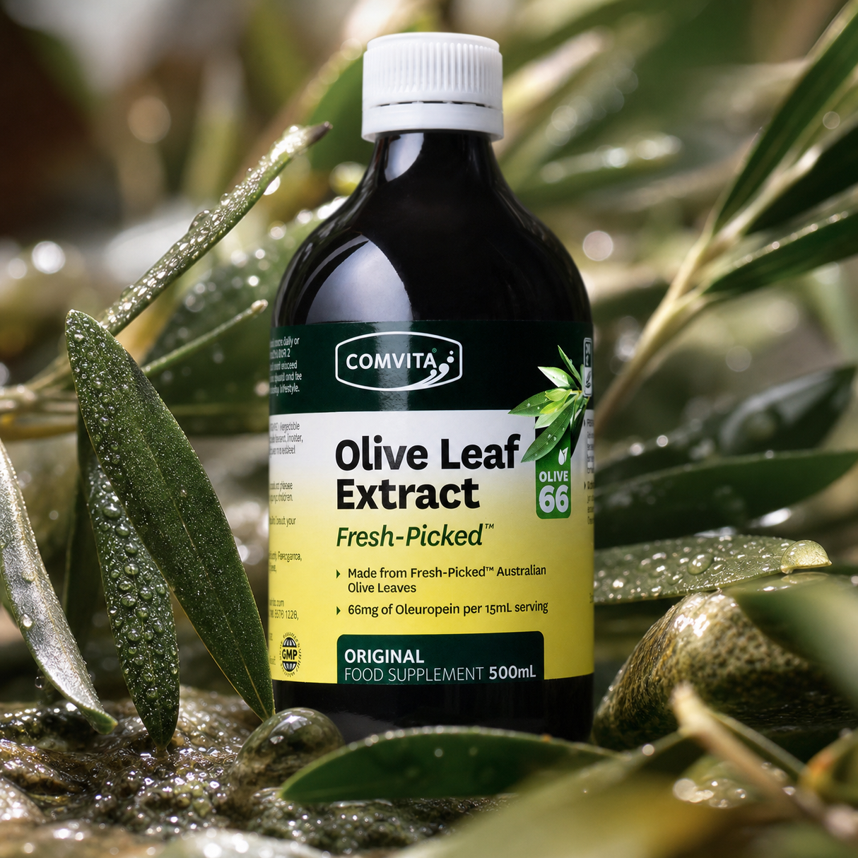 Extracto líquido de hoja de olivo Comvita • 500 ml