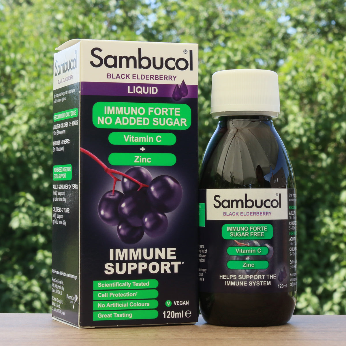 Jarabe de saúco negro Sambucol, sin azúcar • 120 ml