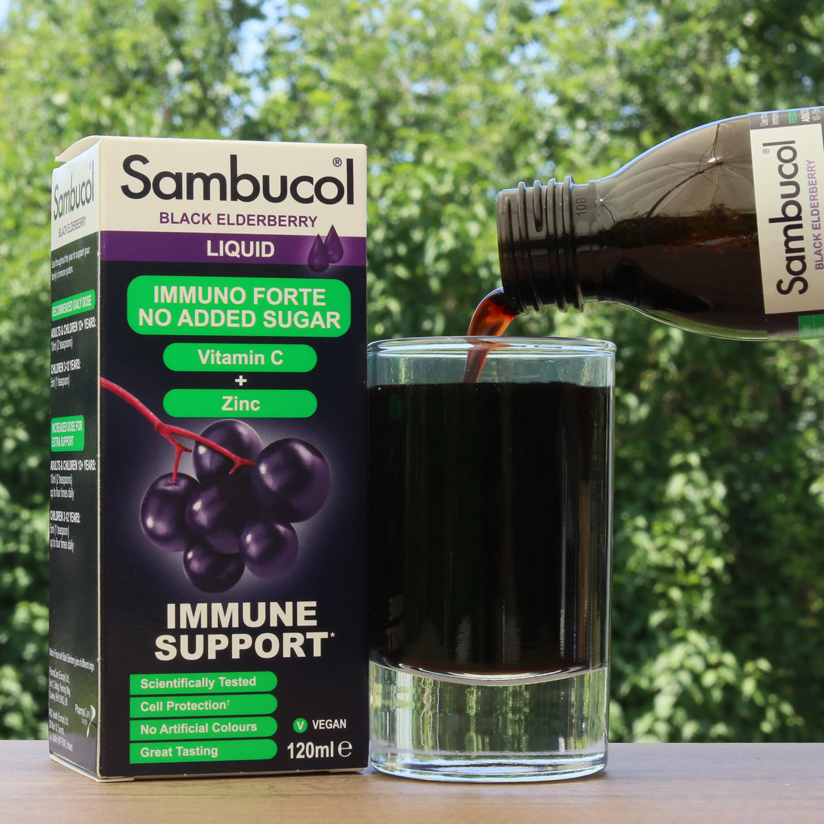 Jarabe de saúco negro Sambucol, sin azúcar • 120 ml