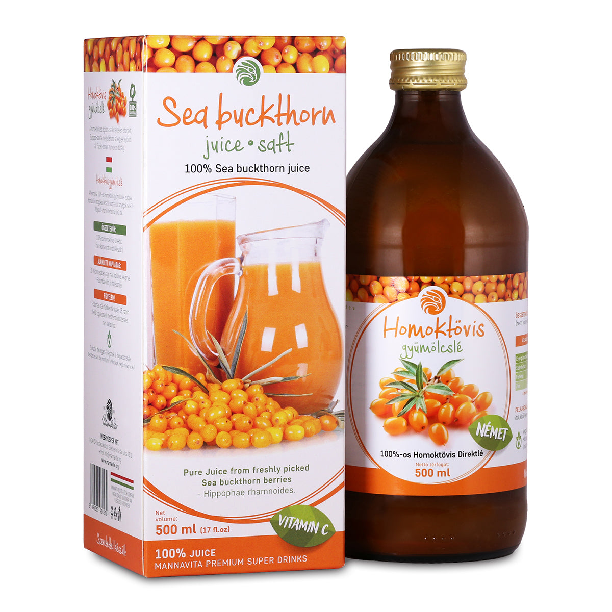 Mannavita Jugo puro, de Espino amarillo 100% prensado • 500 ml