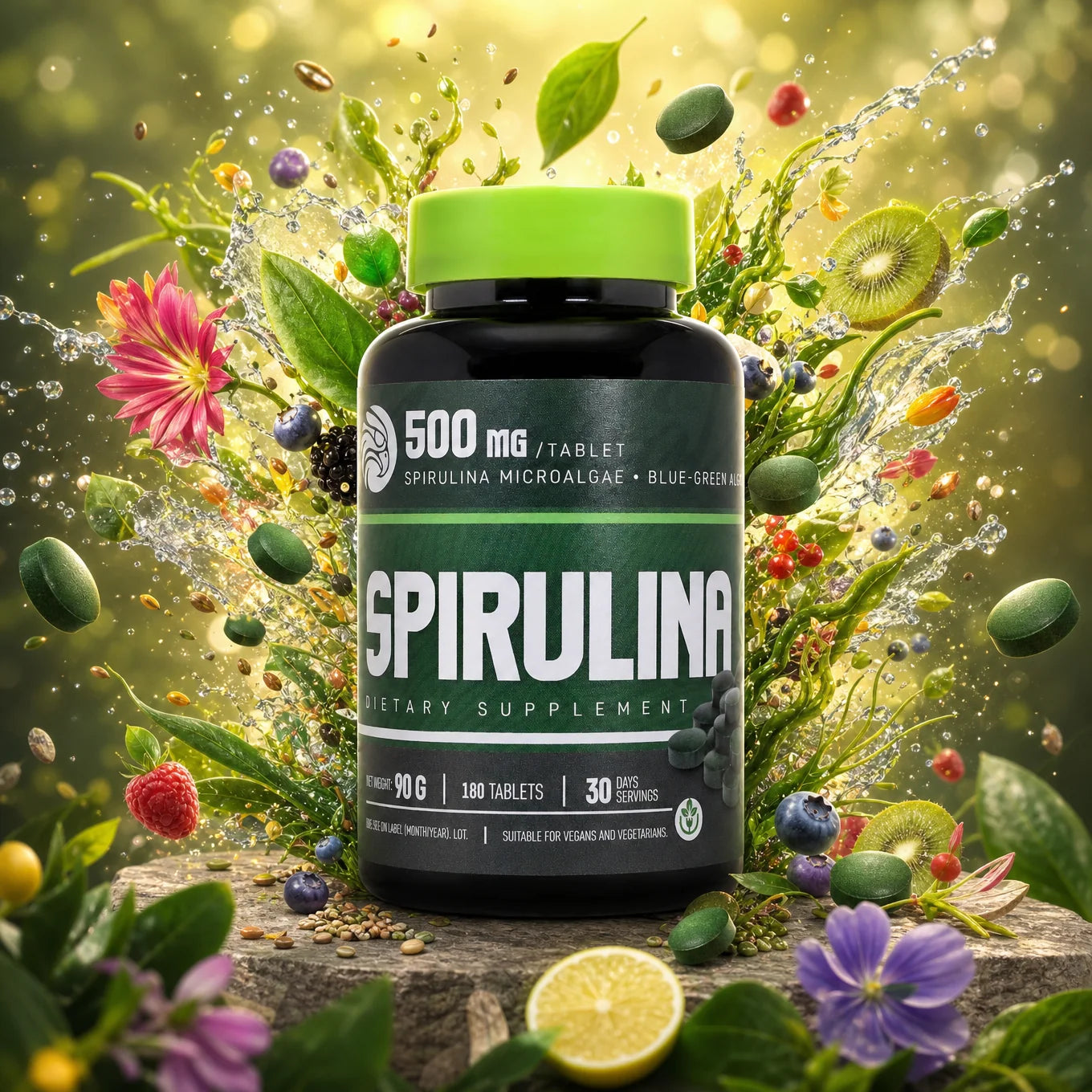 Mannavita • Tabletas de Spirulina 500 mg • 180 uds.