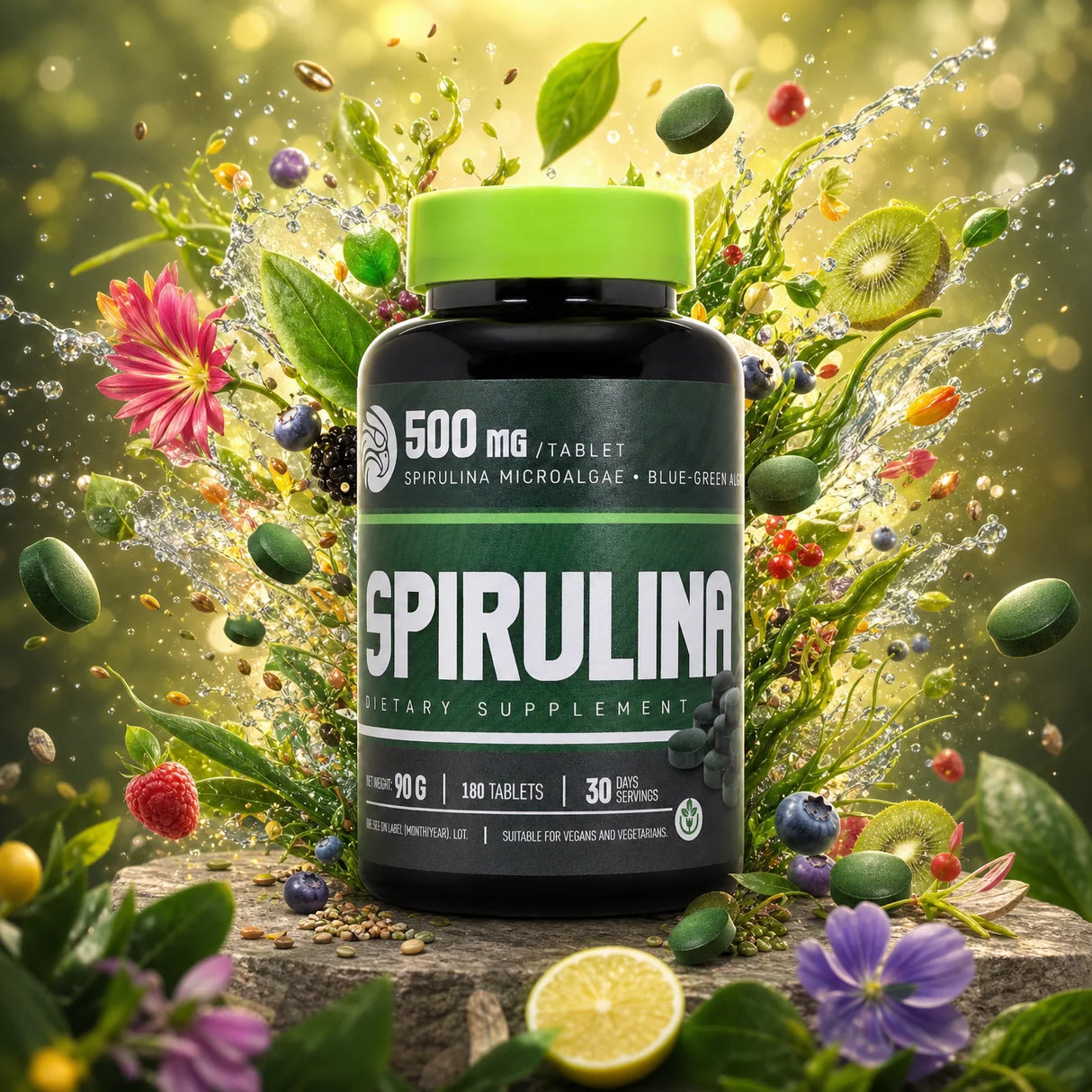 Mannavita • Tabletas de Spirulina 500 mg • 180 uds.