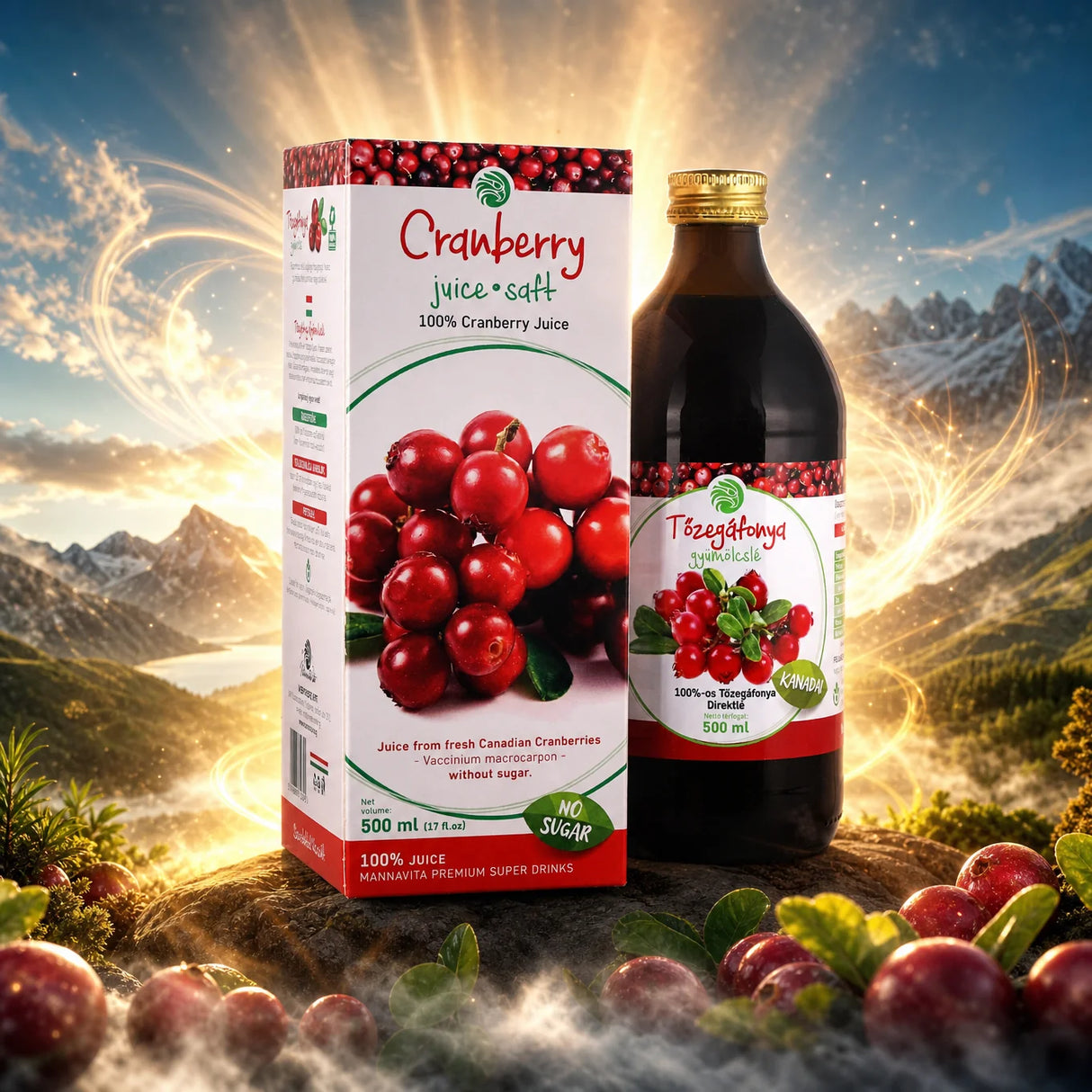Mannavita • Jugo puro 100% prensado de Arándano rojo • 500 ml