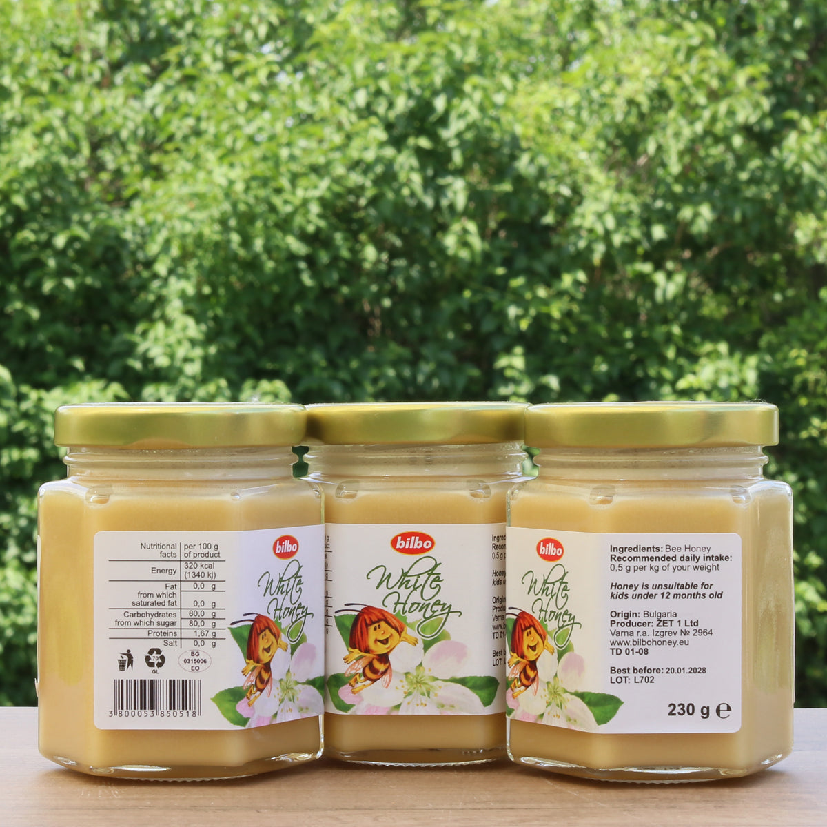 Bilbo miel blanca cruda • 230 g