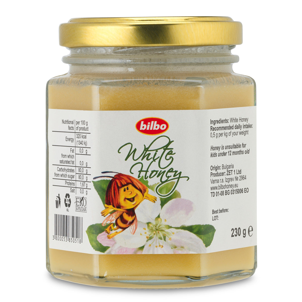 Bilbo miel blanca cruda • 230 g